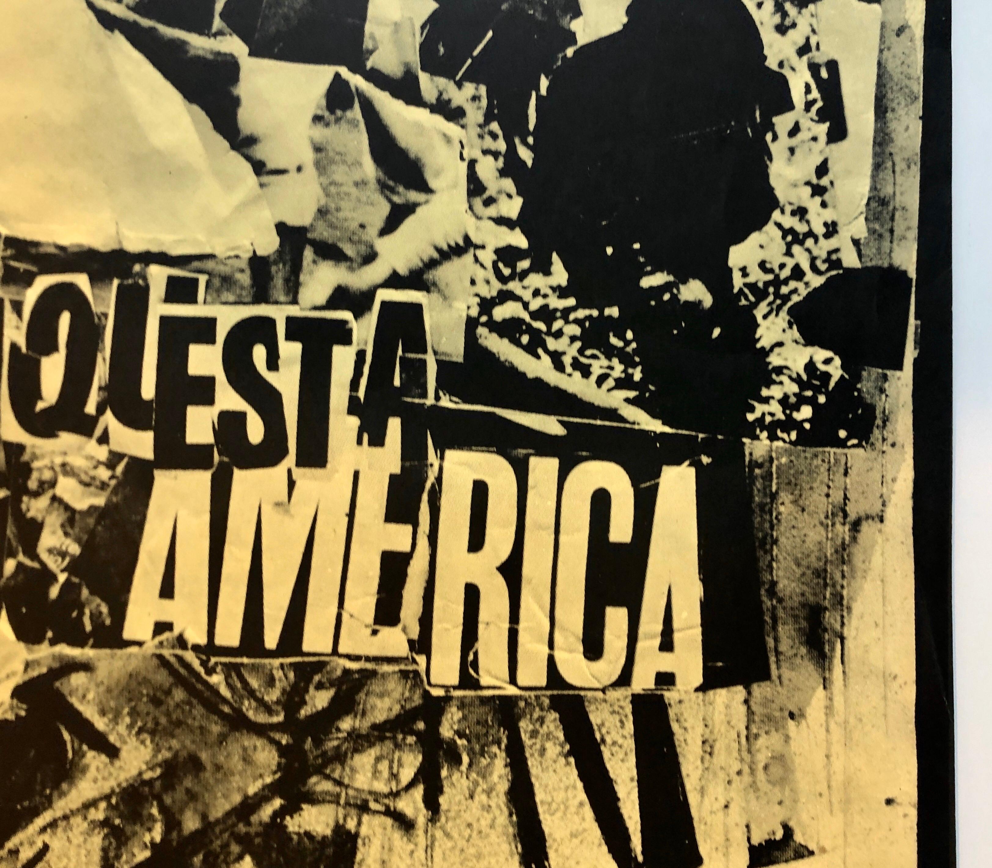 Italian Abstract Collage 'No a Questa America' Large Screenprint Hand Signed - Black Figurative Print by Emilio Vedova