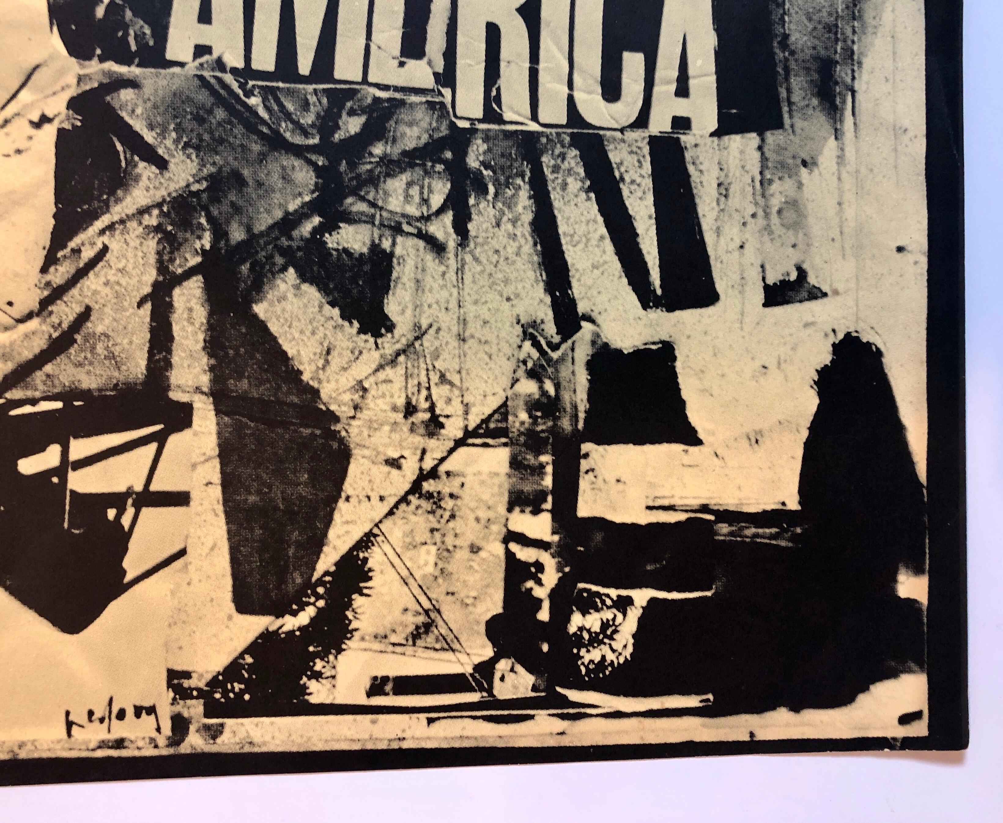 Italian Abstract Collage 'No a Questa America' Large Screenprint Hand Signed - Arte Povera Print by Emilio Vedova