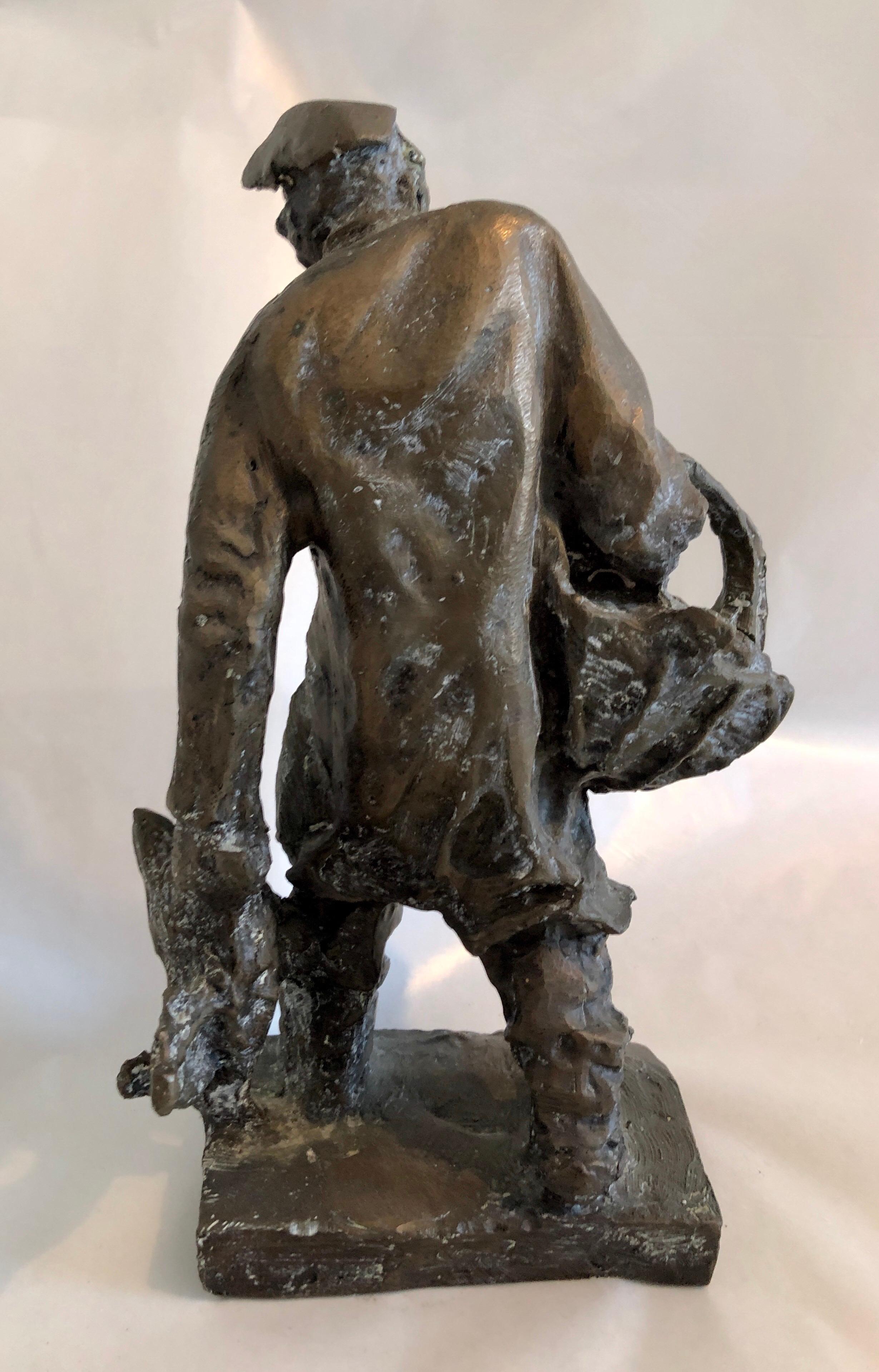 Bronze Judaica Expressionistische Skulptur Russische jüdische Shtetl Gänseblümchen-Peddler aus Bronze im Angebot 3