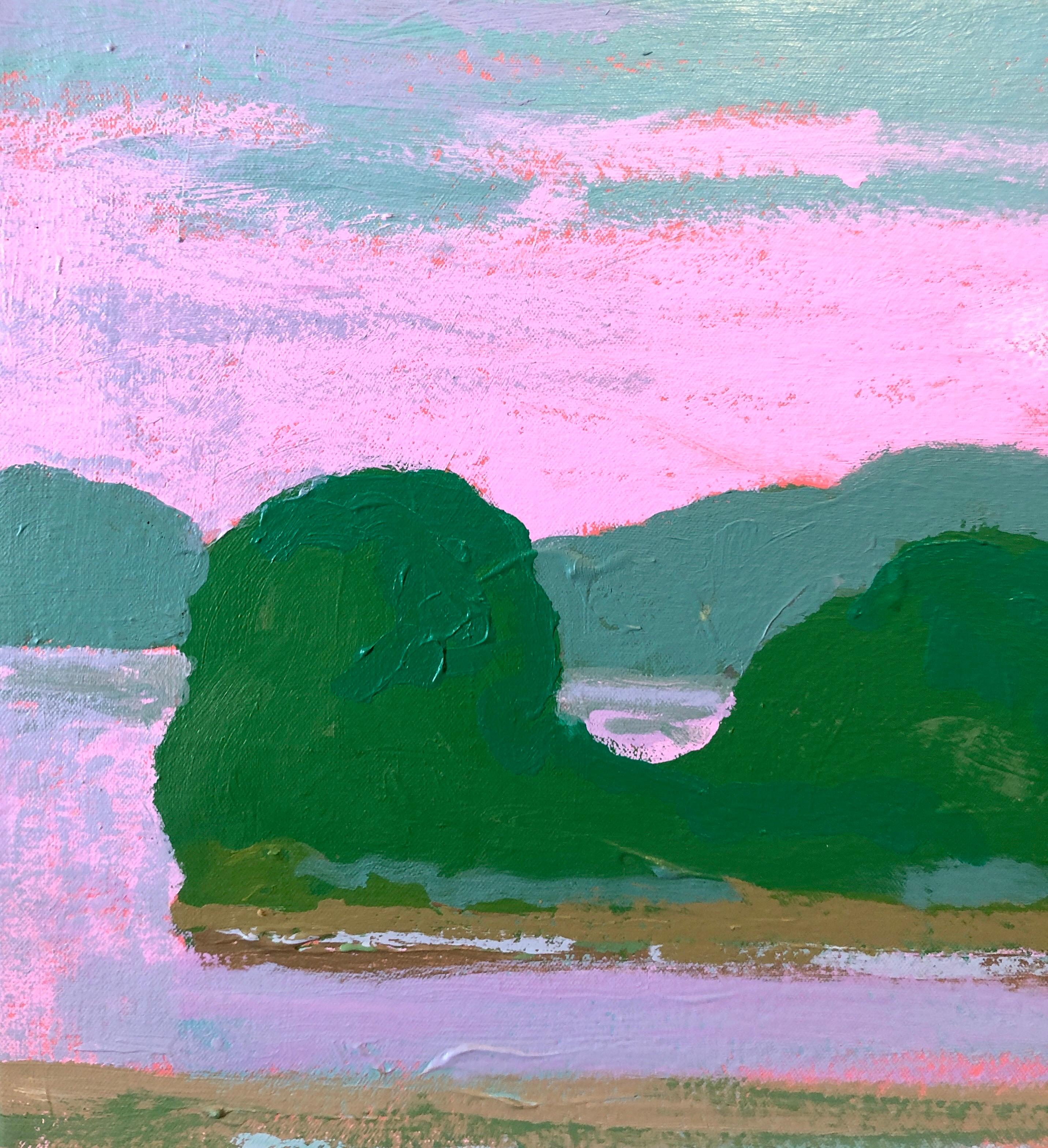 Hudson River Flats, Abstraktes expressionistisches Landschaftsgemälde, Öl  1