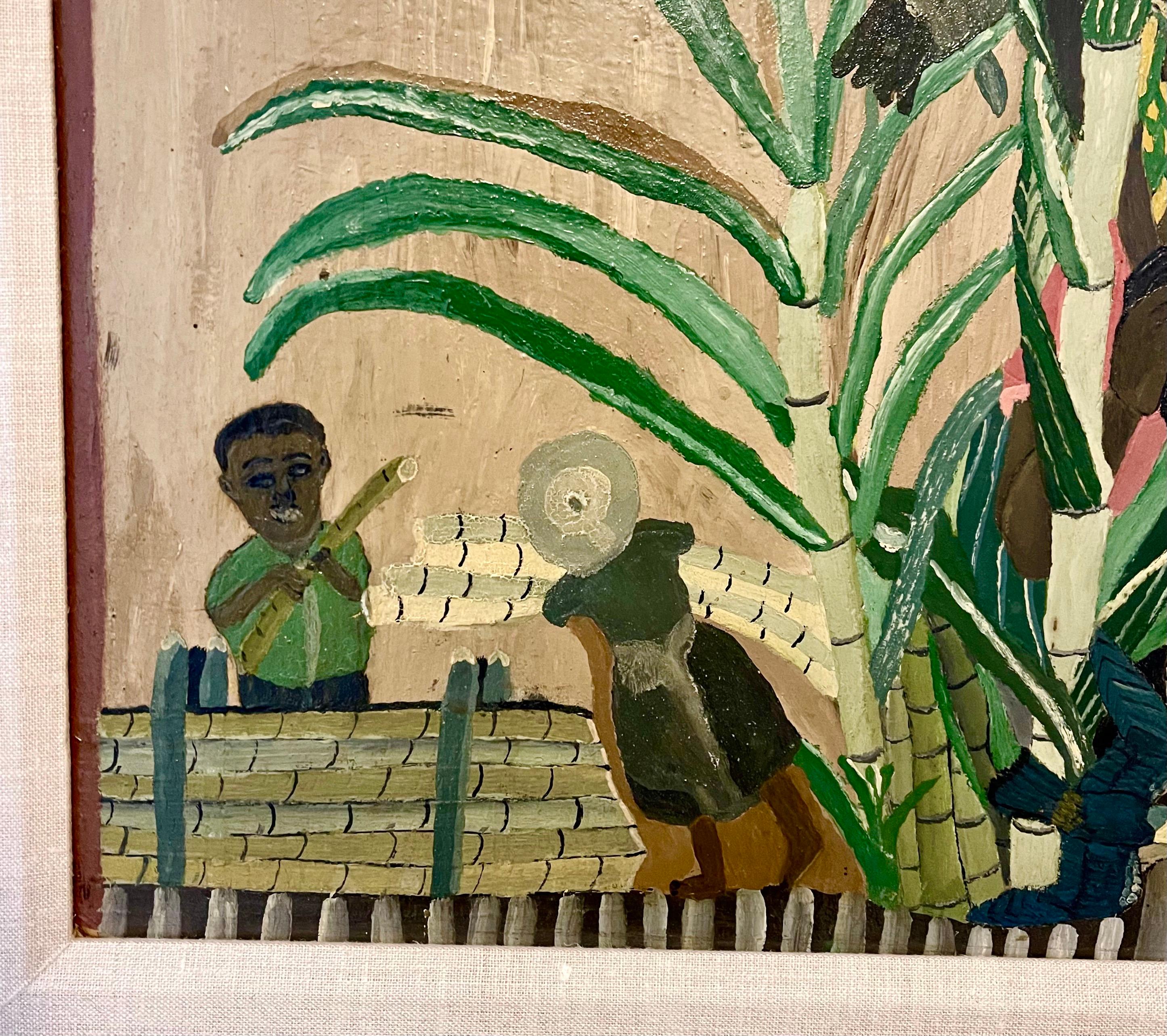 Oil Painting 1949 Figurative Scene in a Bamboo Jungle Plantation 2