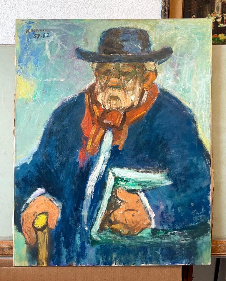 Portrait of a Gentleman, Large Modernist Oil Painting For Sale 7