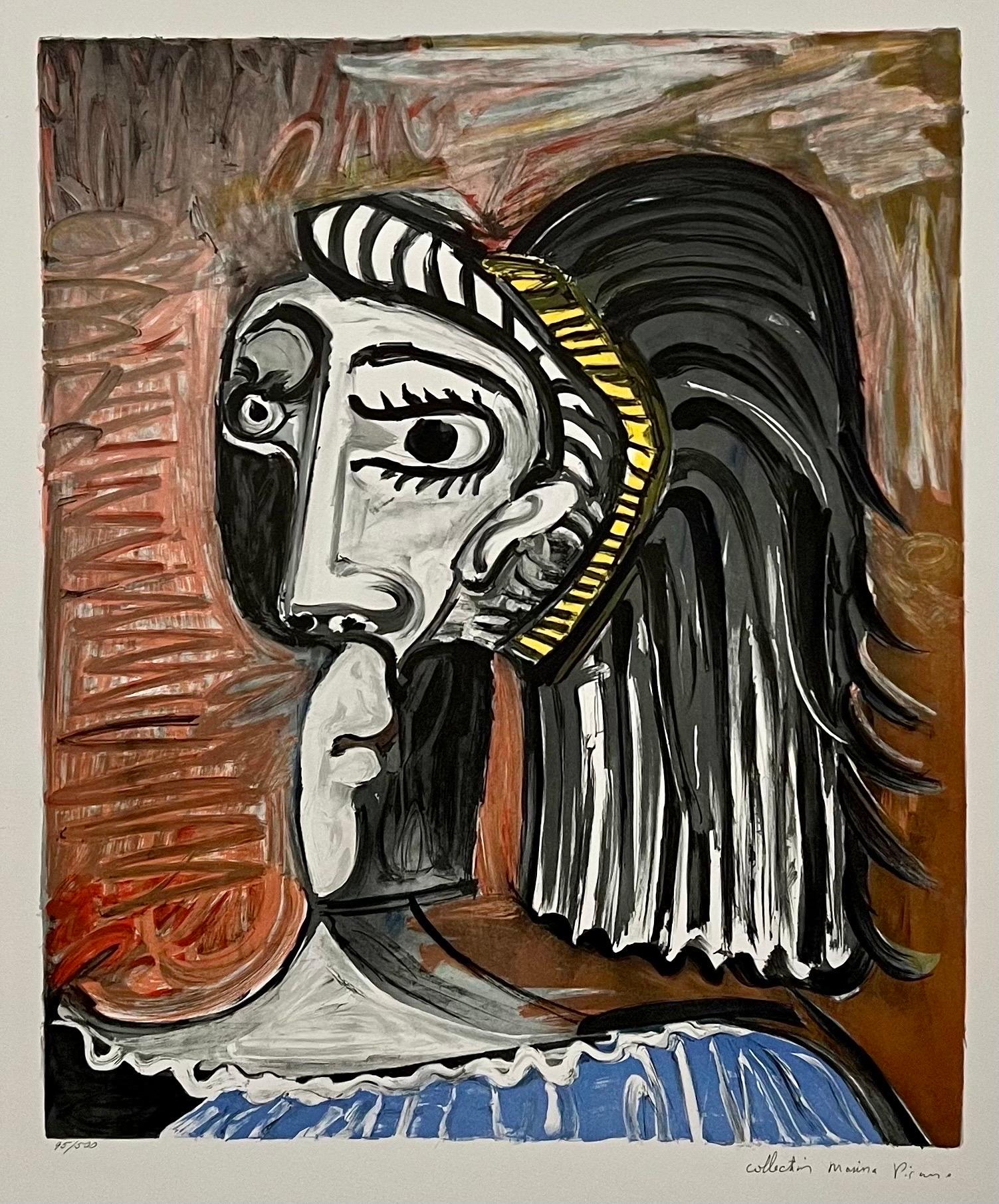 (after) Pablo Picasso Figurative Print - Pablo Picasso Estate Hand Signed Cubist Lithograph Abstract Woman Portrait Tete