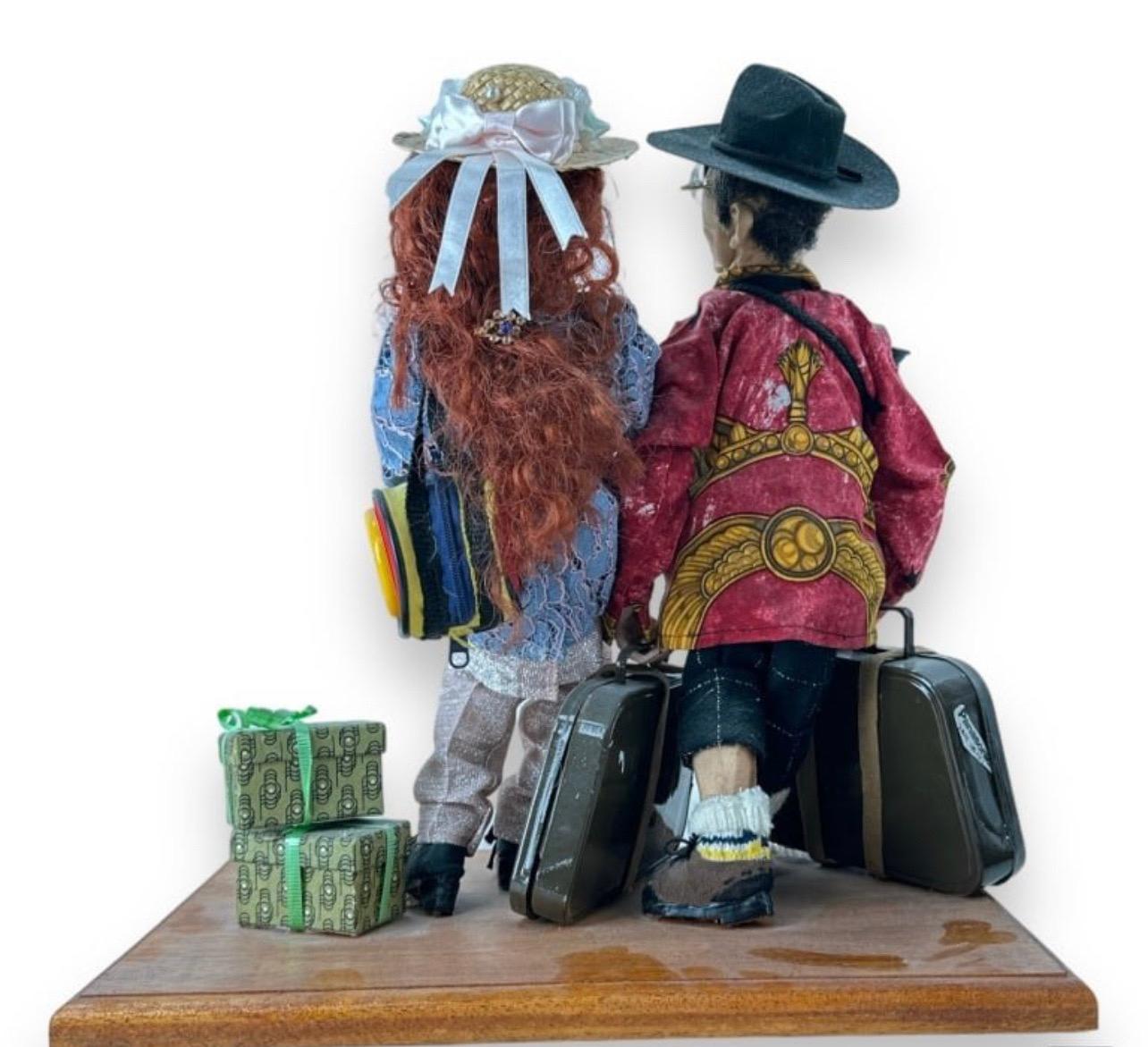 Hungarian Israeli Tourists Diorama Folk Art Doll Judaica Sculpture Magda Watts For Sale 14