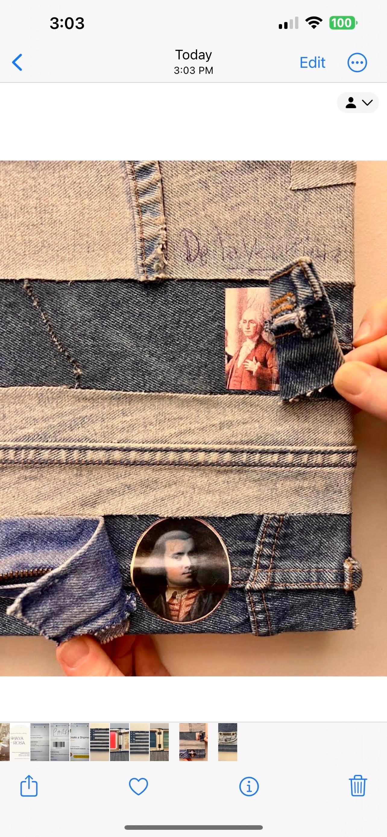 Vintage 1970s Pop Art Americana Patriotic American Flag Denim Jeans Hand Sewn  For Sale 7