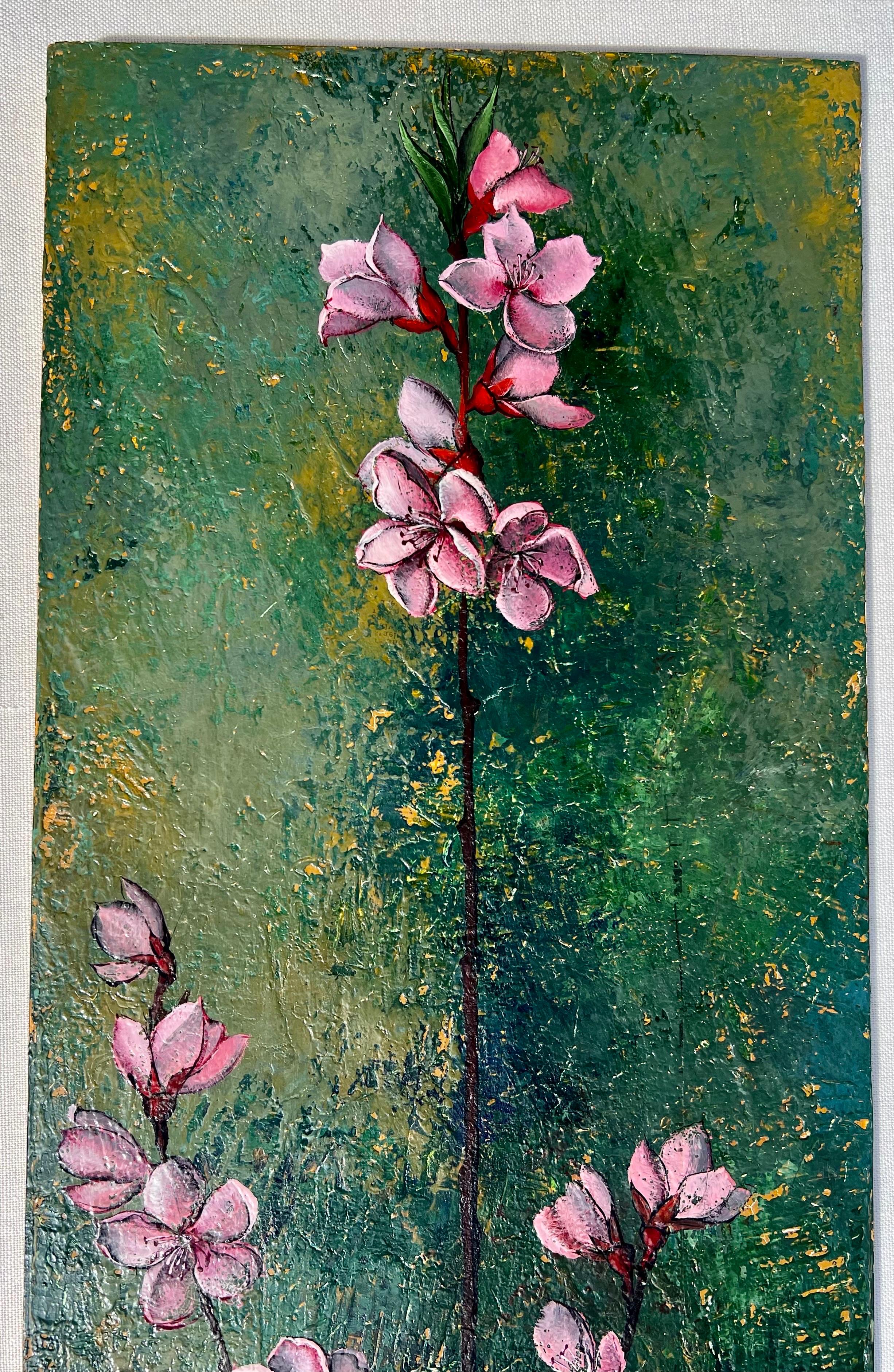 Peinture à l'huile surréaliste française Pierre Henry, fleurs colorées surréalistes dans un vase  en vente 9