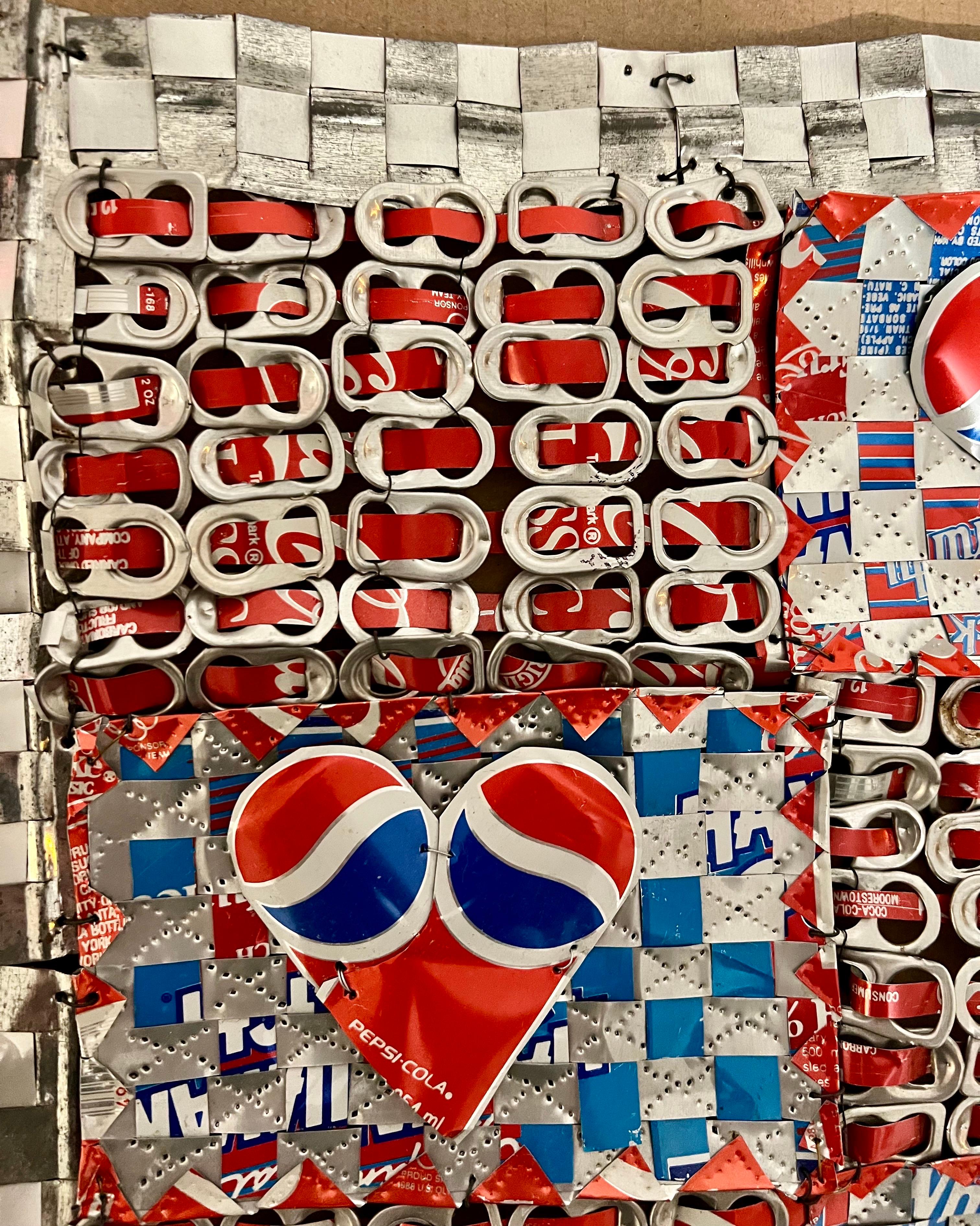 Abstract Red Blue Folk Art Americana Flag Can Tapestry Quilt Ross Palmer Beecher For Sale 12