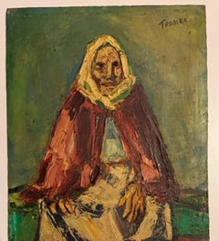 Rare Polish American 1930s Oil Painting Painting WPA Russian Babushka Jewish Art