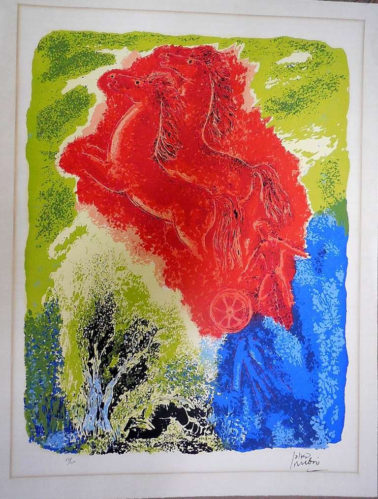 CHARIOT OF FIRE  signed numbered LITHOGRAPH - Print by Reuven Rubin