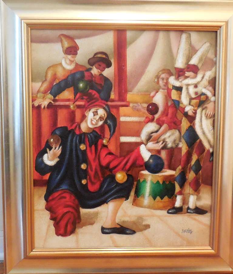 Bouffons, arlequins, clowns - Painting de Edgar Barrios