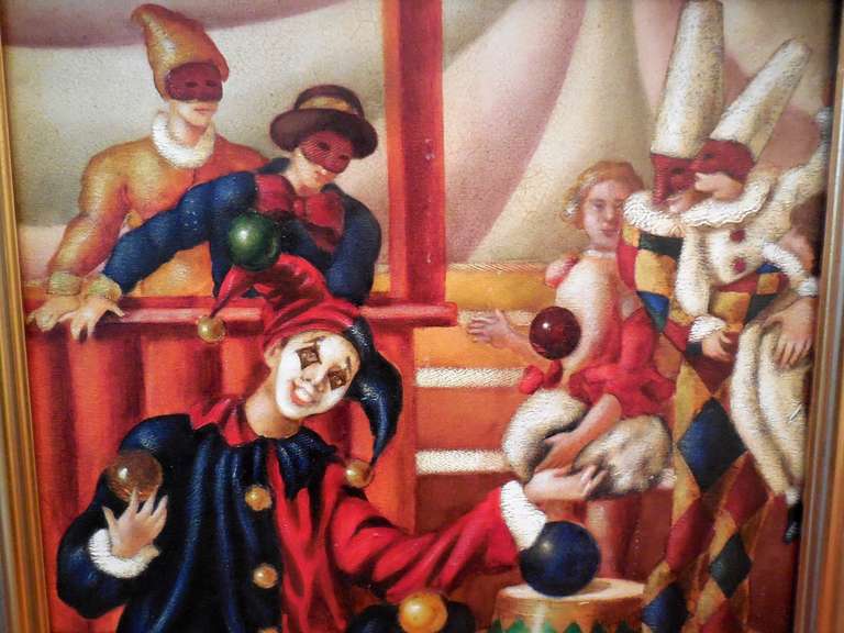 Bouffons, arlequins, clowns - Romantique Painting par Edgar Barrios