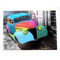 "Fantasy Sedan I" Hand painted B/W photograph 10