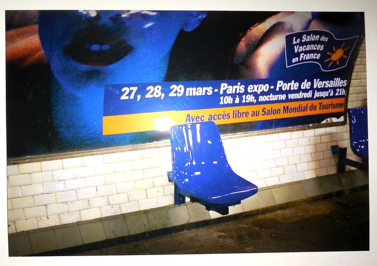 Nicoletta Munroe Color Photograph - Metri Saint Placide, Blue. Paris metro series