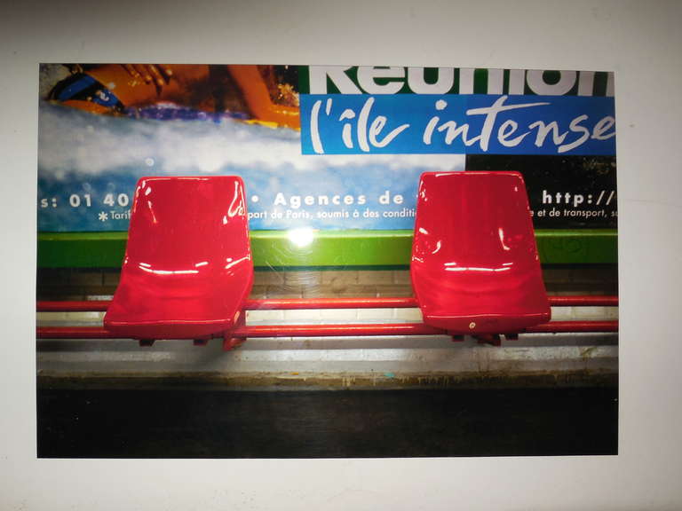 Metro Saint Sulpice, Red. Paris Metro Series - Photograph by Nicoletta Munroe