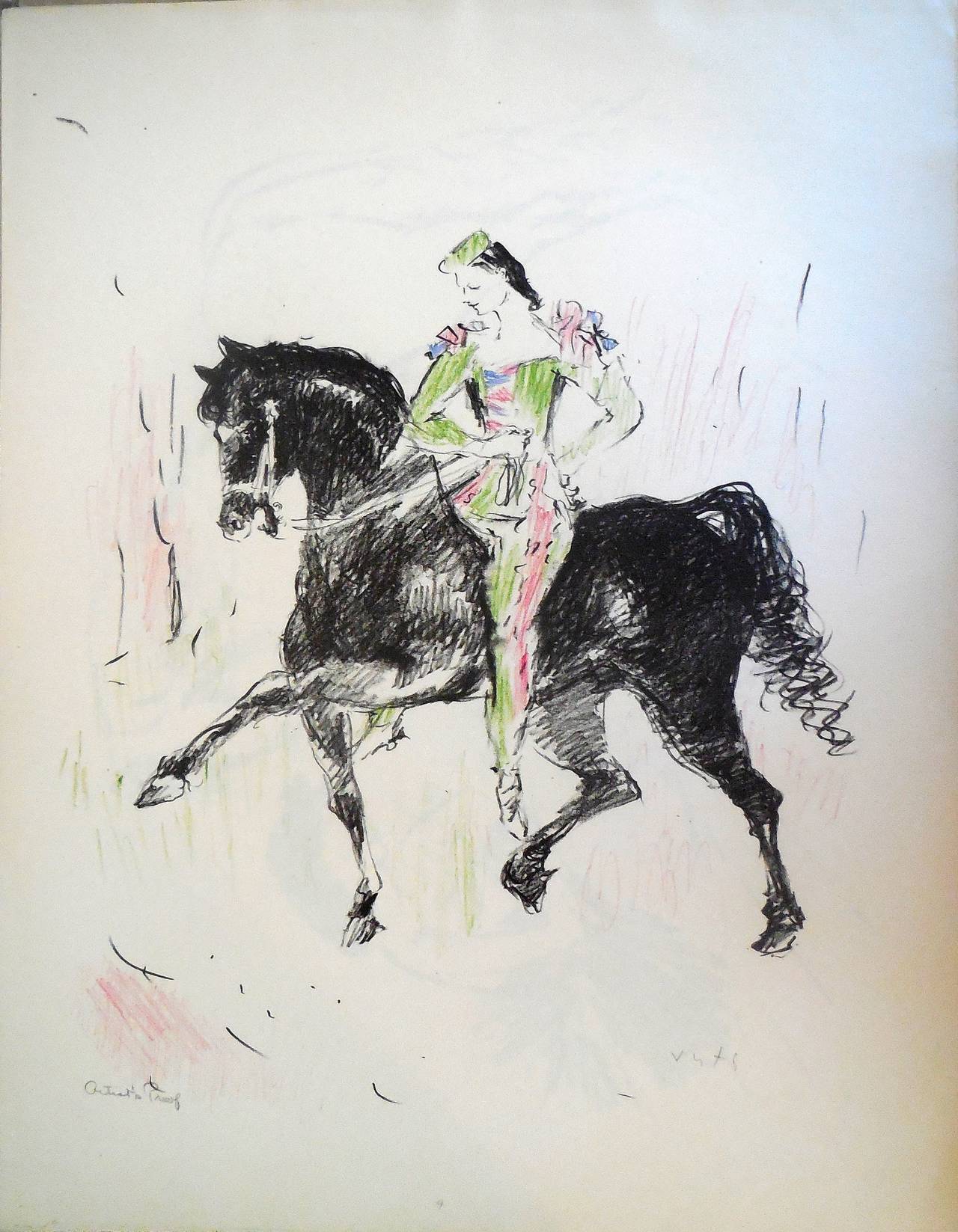 Marcel Vertès Animal Print - Circus Equestrienne Harlequin