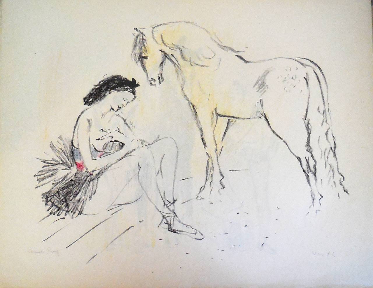 Marcel Vertès Animal Print - Circus Dancer with Horse
