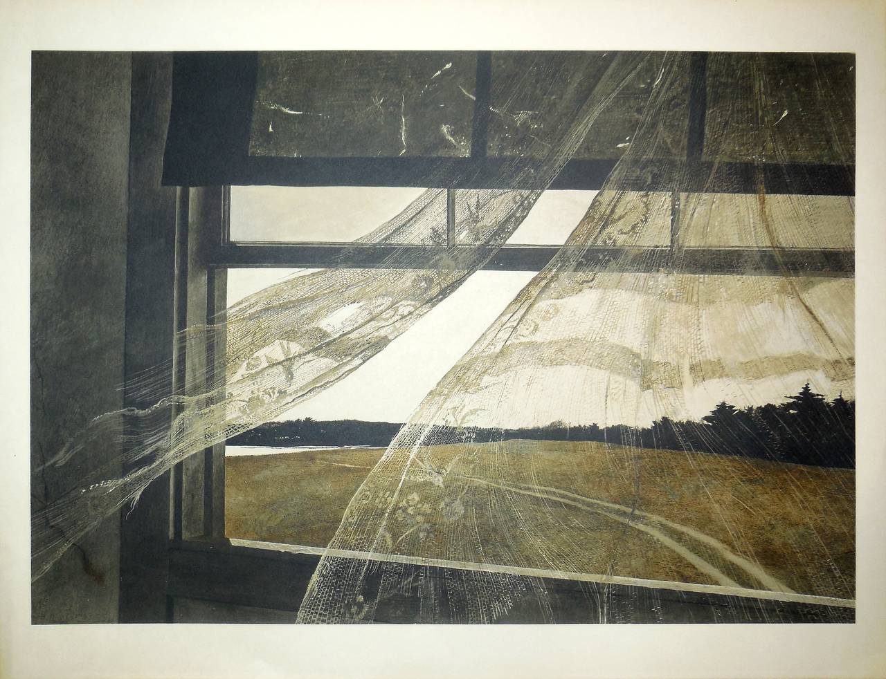 Andrew Wyeth Interior Print - Rare " Wind from the sea" 1956 Collotype