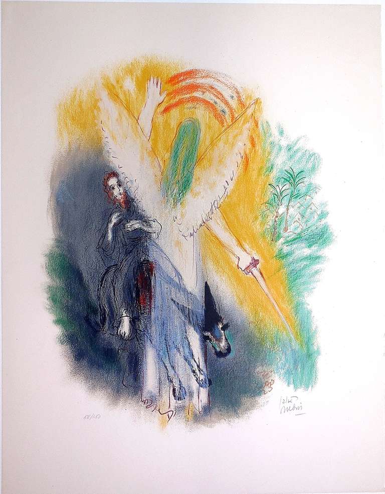 Reuven Rubin Figurative Print - Bible Lithograph, Angel