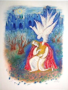 King David "pray for the peace of Jerusalem" Lithograph