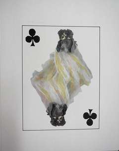 Photo Lithograph Royal Flush Clubs King Dog