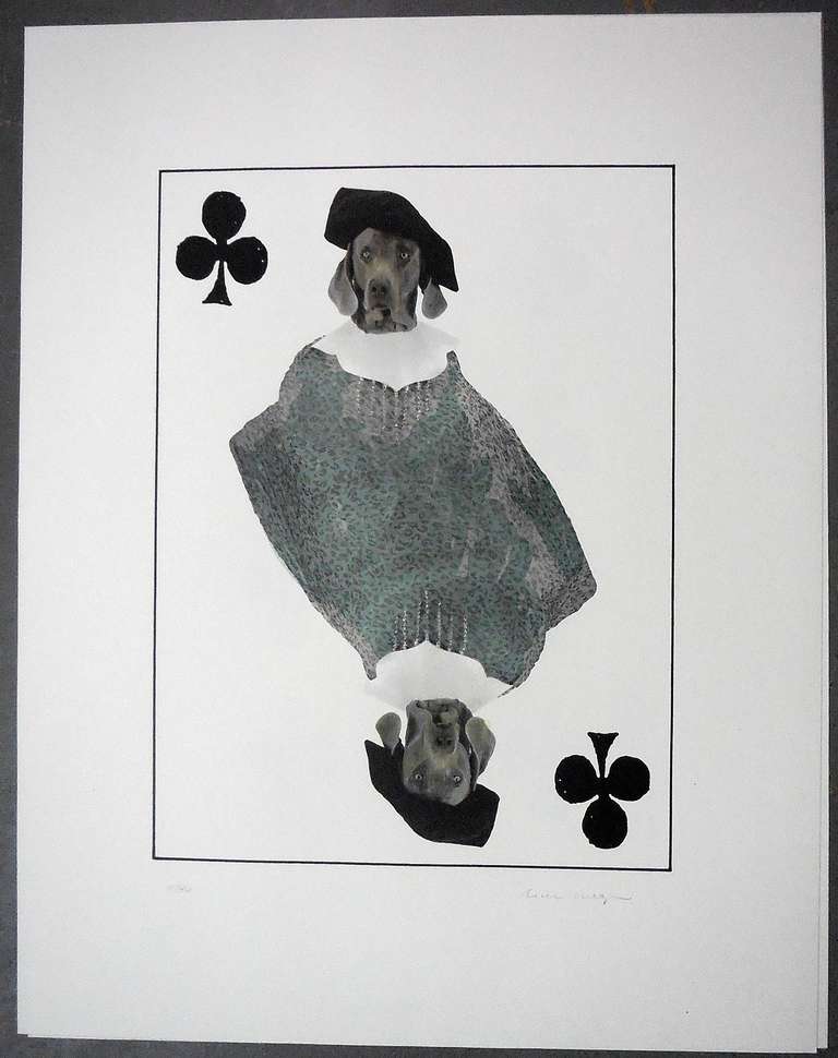 limited edition Photo Lithograph Royal Flush Jack - Gray Animal Print by William Wegman