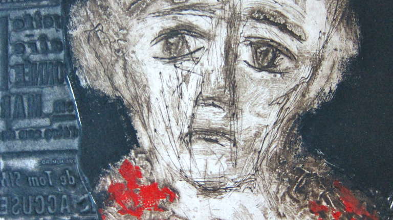 Portrait de Femme - Expressionist Print by Zvi Milshtein