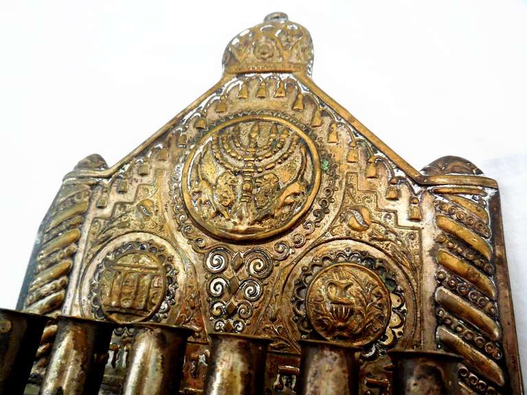 Rare Bezalel Menorah (made in Palestine) - Art Nouveau Art by Zeev Raban