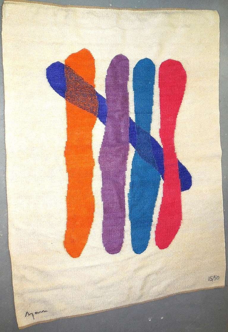 Rare Mohair Tapestry Rug - Art by Yaacov Agam