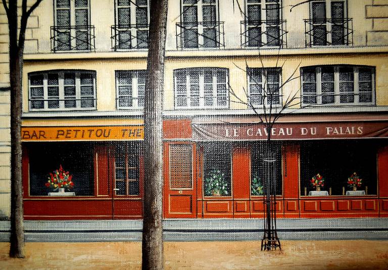 Place Dauphine, Paris - Realist Painting by Angelo Mozziconacci