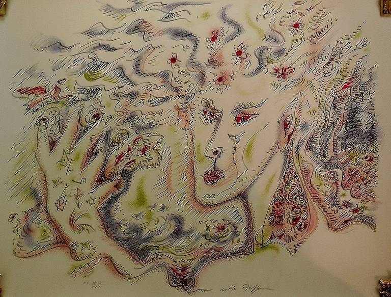 Viviane French Original Surrealist Lithograph signed and numbered Andre Masson 1
