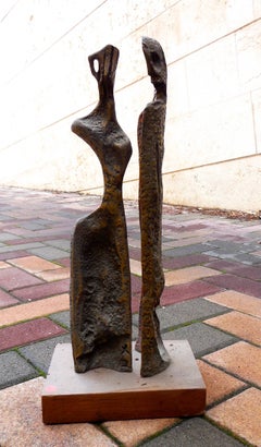 Vintage Two Figures (Art Brut Bronze Sculpture)