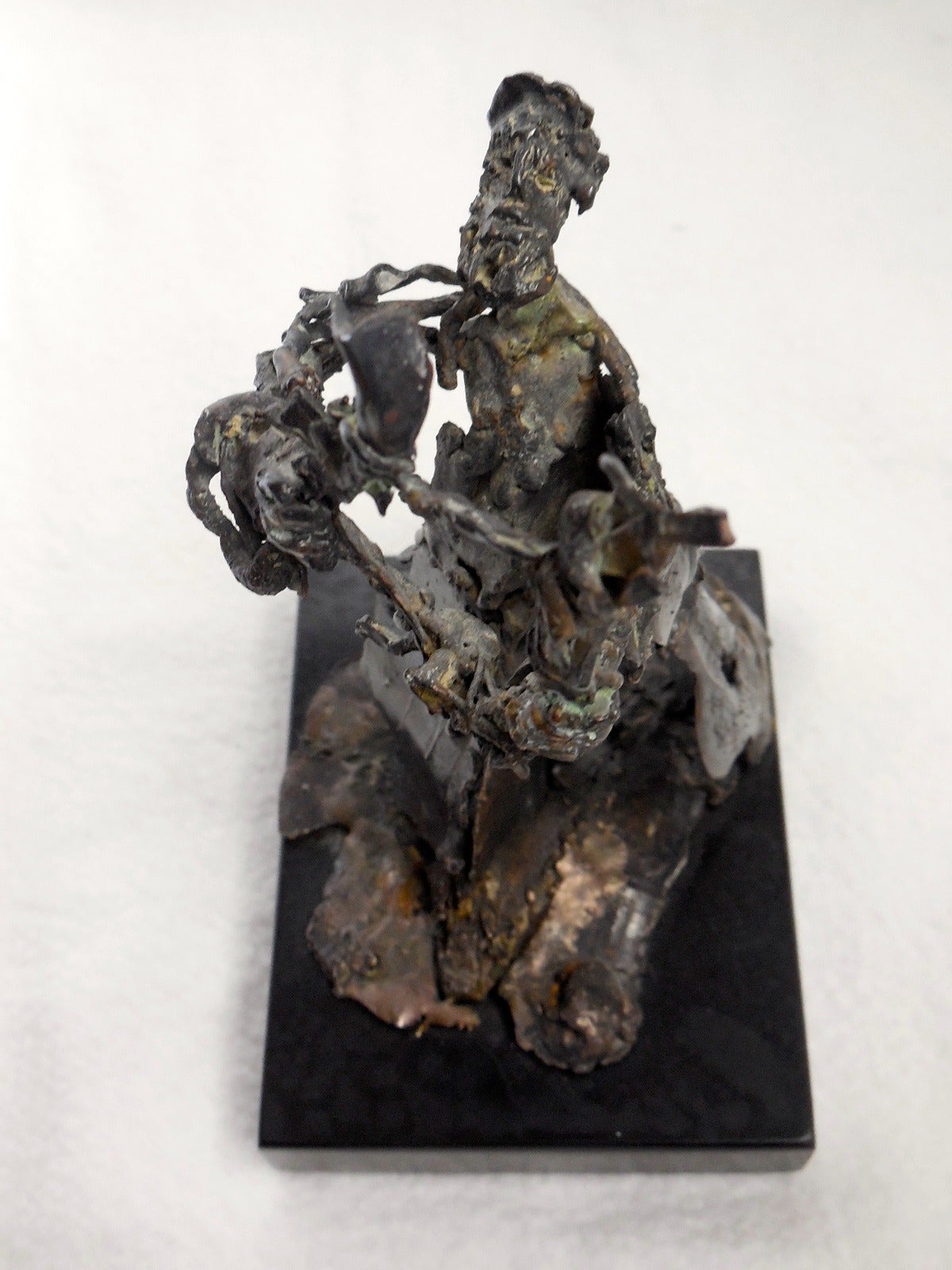 KIng David with Harp - Silver Figurative Sculpture by Hana Geber