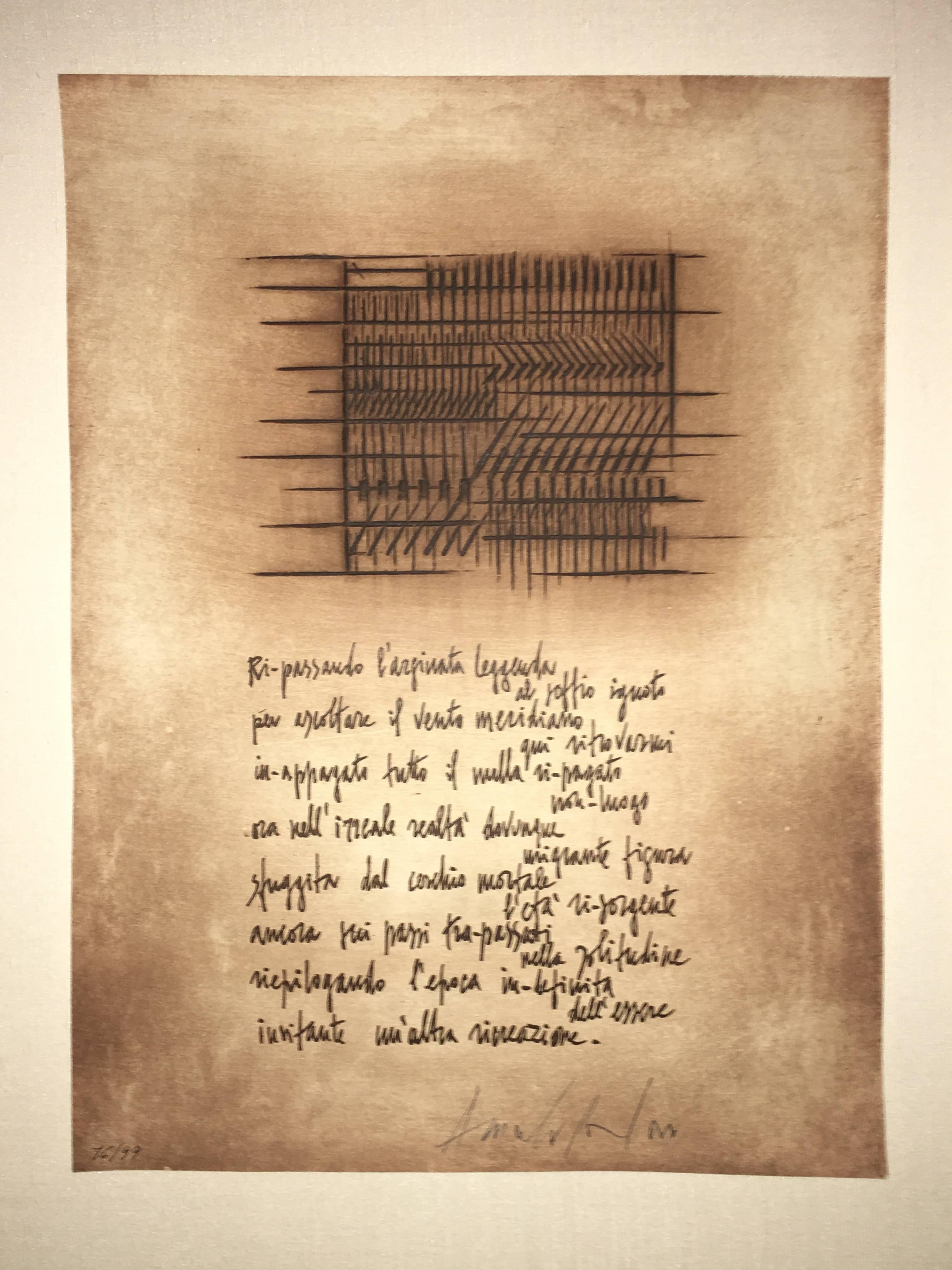 Arnaldo Pomodoro Abstract Print - Italian Embossed Etching V