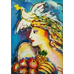 Dove of Peace, Bounty of Fruit Original Oil by Zamy Steynovitz 4