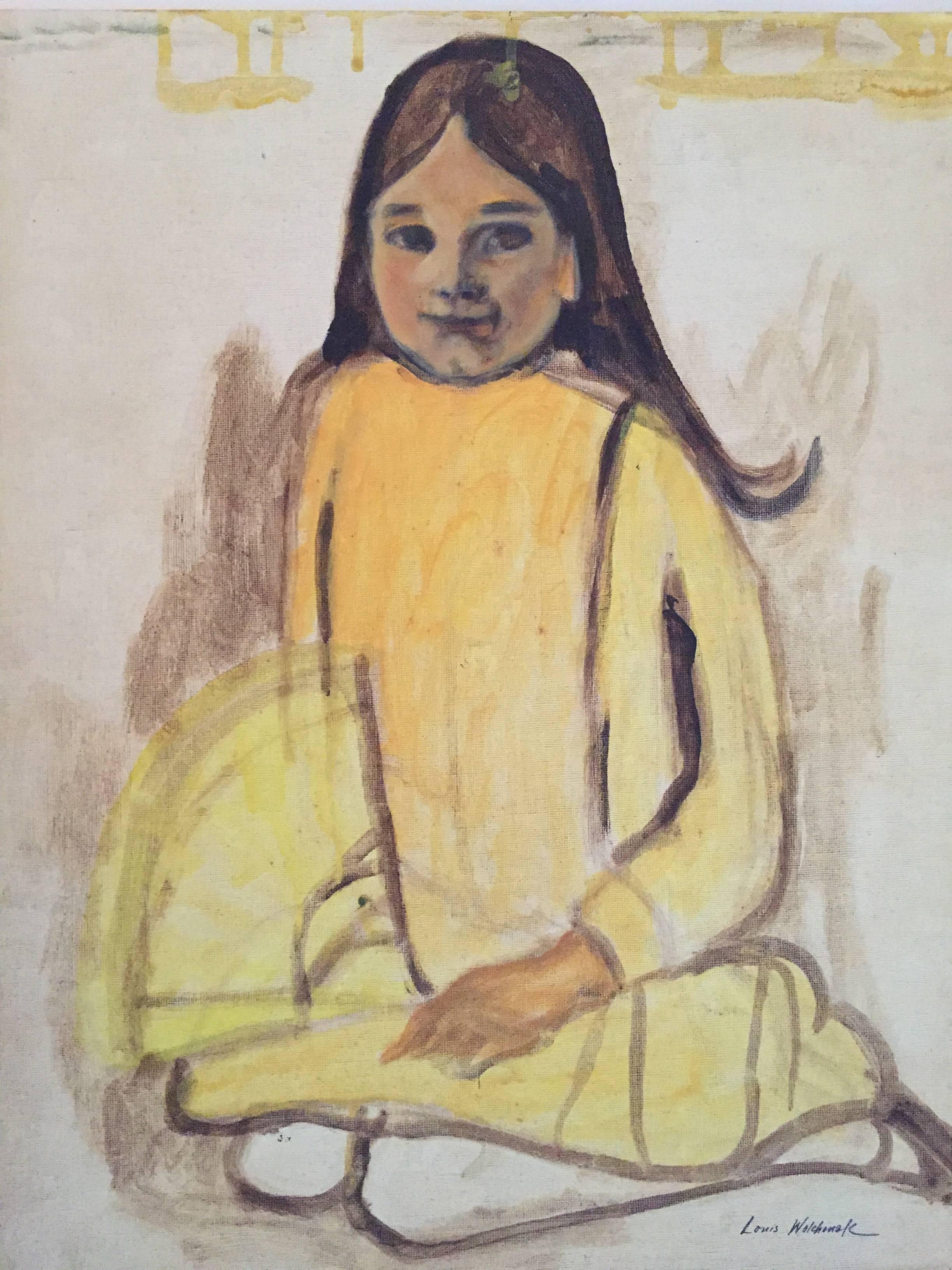 Louis Wolchonok Portrait Painting - Girl in Yellow Dress