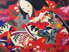 Warten auf Genji:: japanisch-amerikanisches Ölgemälde