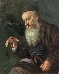 Untitled, Rabbi Smiling, Judaic Oil Painting, Early 20th Century