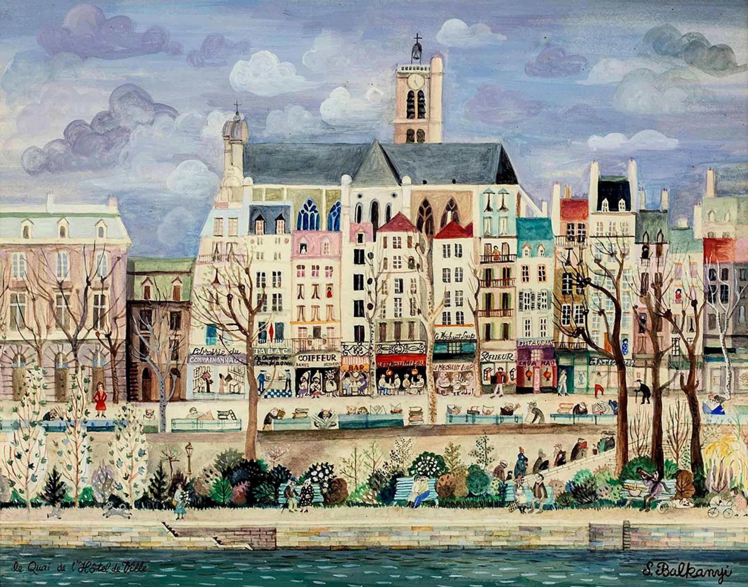 Suzanne Balkanyi Landscape Art - "Le Quai de l
Hotel de Ville", Paris Cityscape