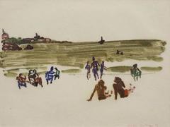 Modernist Beach Scene, 1976 Monotype
