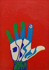 Original Vintage Modernist Poster Israeli Graphic artist Pop Art