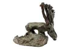 RARE Judaica Brutalist Animal Holocaust Memorial Menorah Bronze Sculpture