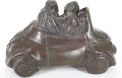 Sculpture de voiture automobile en bronze, John Kearney Auto Toy Art Chicago Modernist