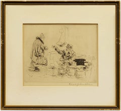 Antique Market Day, Old World Etching