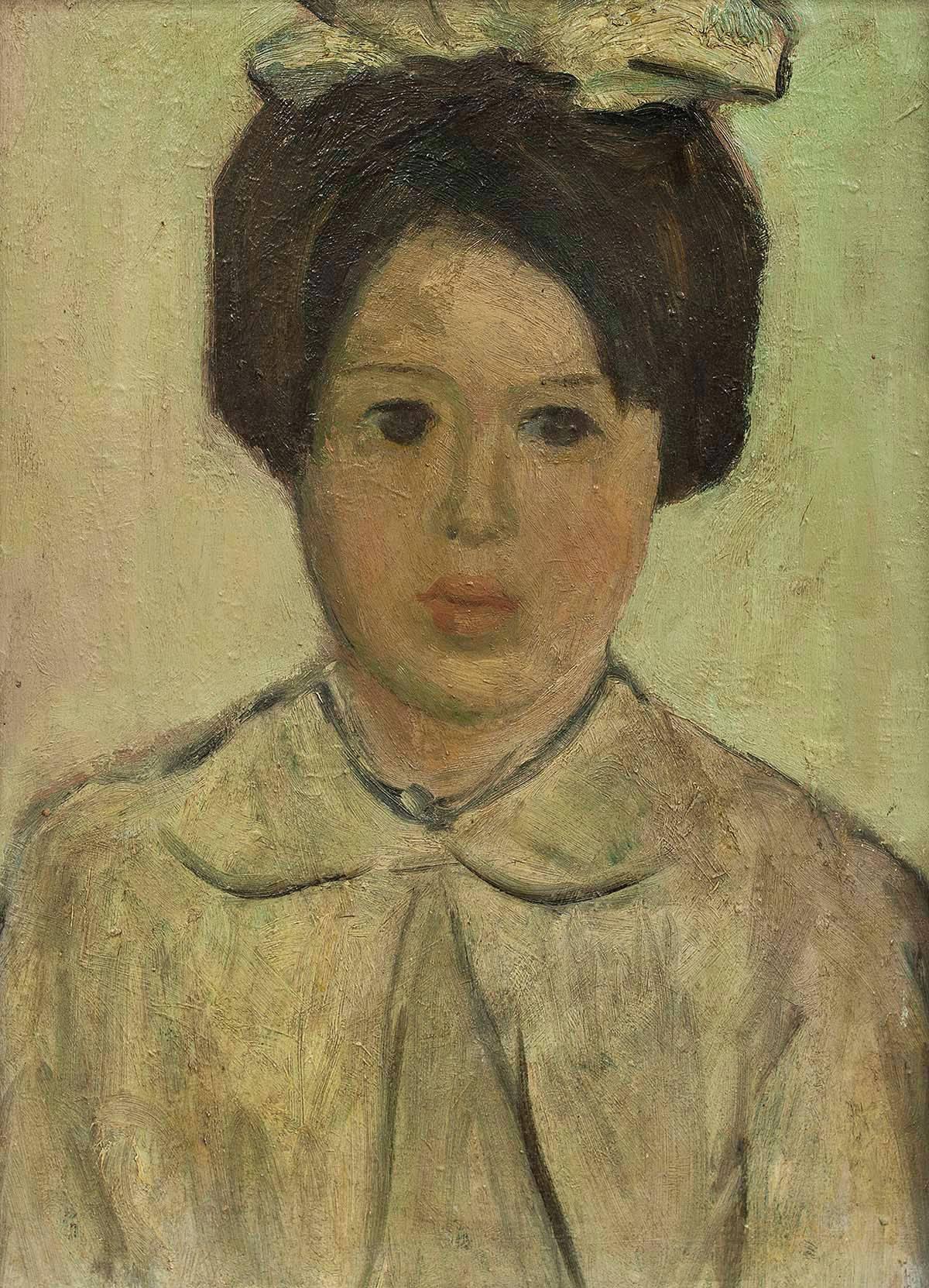 Portrait of a Young Girl - Painting by Unknown