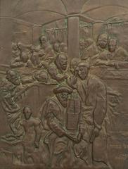After MAURYCY GOTTLIEB, Yom Kippur Eve 19C Judaica Bronze Wall Relief