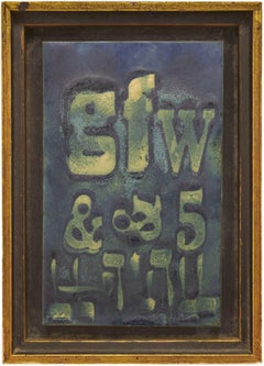 Typeface, police hébraïque, chiffres et plaque d'art judaïque en émail