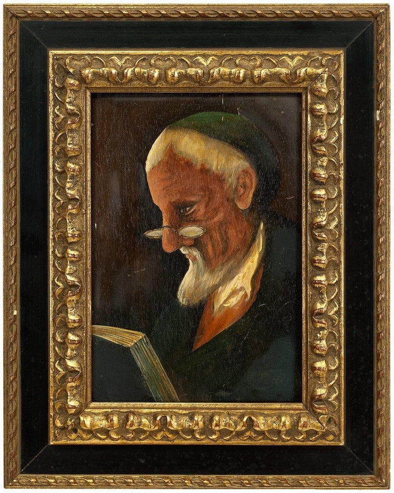 Unknown Portrait Painting - Belgian Modernist Judaica Portrait of a Rabbi