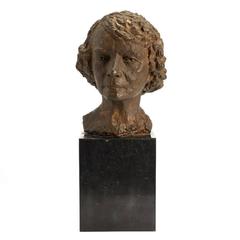Rare Bronze Portrait Sculpture Bust Bronze by HRM Queen of Belgium