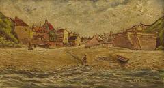 Paysage marin français, huile sur panneau