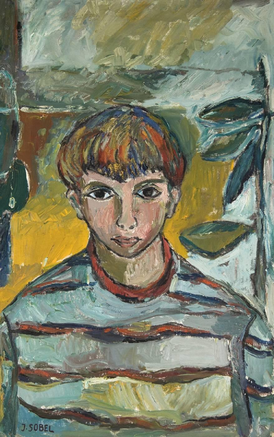 Modernist Portrait of a Boy - Painting by Jehudith Sobel